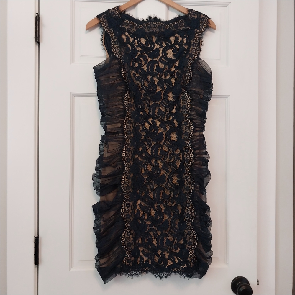 Tadashi Shoji Blue Lace Midi Dress